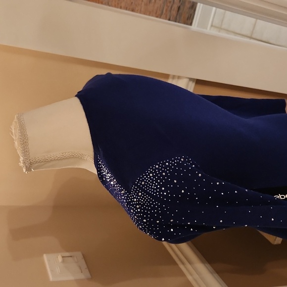 NWT ❗️  bebe navy  ( cobalt) sweater dress xs size stylsih silver rhinestones - Picture 8 of 17